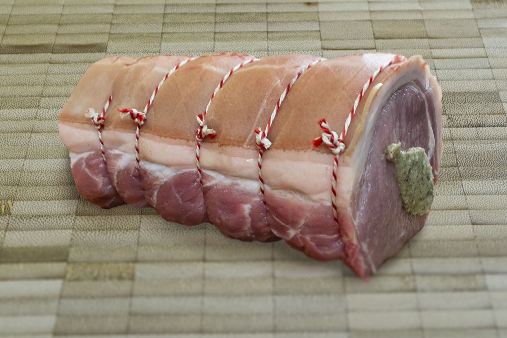 Boned rolled and stuffed pork loin